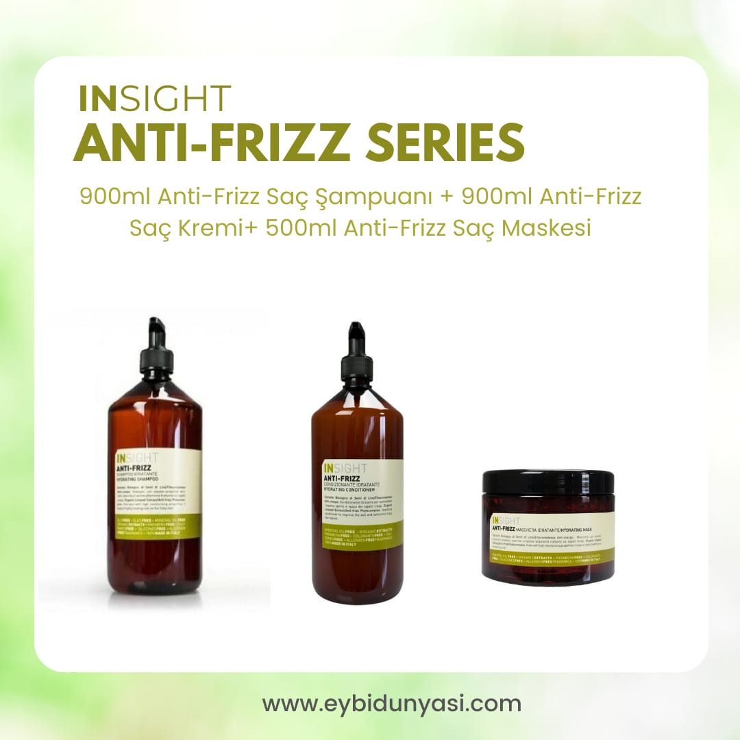 INSIGHT Kabaran Saçlar Şampuan 900ml Nemlendirici Saç Kremi 900 ml Kabaran Saçlar Maske 500 ml set