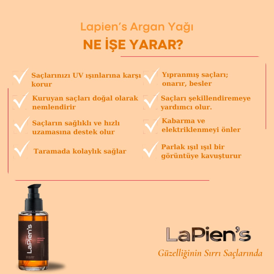 Lapien's Yıpranmış Saçlara Özel Yoğun Besleyici Spinosa Argan Oil Bakım Yağı 100ml