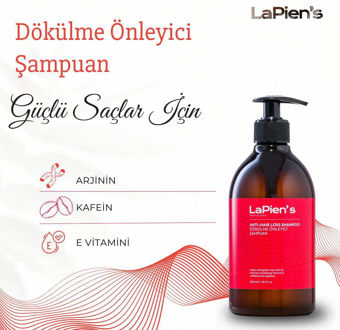 Lapien's Dökülme Önleyici Şampuan Güçlendirici, Besleyici Şampuan 500 Ml, Kafein, Arjinin Ve Evitamini