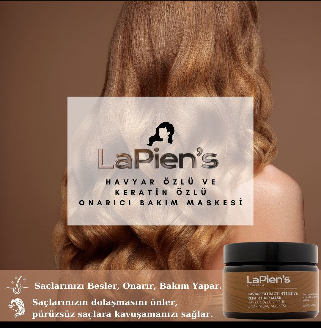 Lapien's Havyar Özlü Keratinli Yoğun Onarıcı Saç Maskesi 300ml Kuru,Yıpranmış,İşlem Görmüş Tüm Saçlar İçin