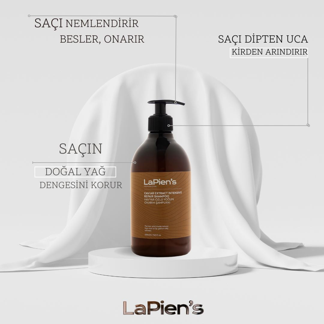 Lapien's Havyar Özlü Keratinli Yoğun Onarıcı Şampuan 500ml Kuru ,Yıpranmış, İşlem Görmüş Tüm Saçlar İçin