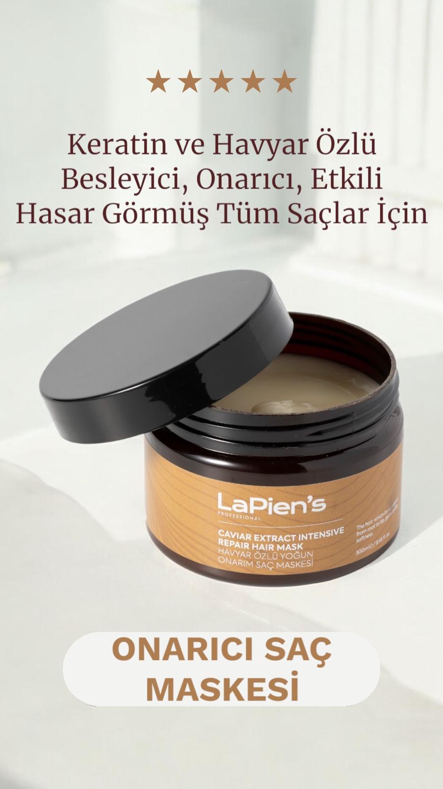 Lapien's Havyar Özlü Keratinli Yoğun Onarıcı Saç Maskesi 300ml Kuru,Yıpranmış,İşlem Görmüş Tüm Saçlar İçin