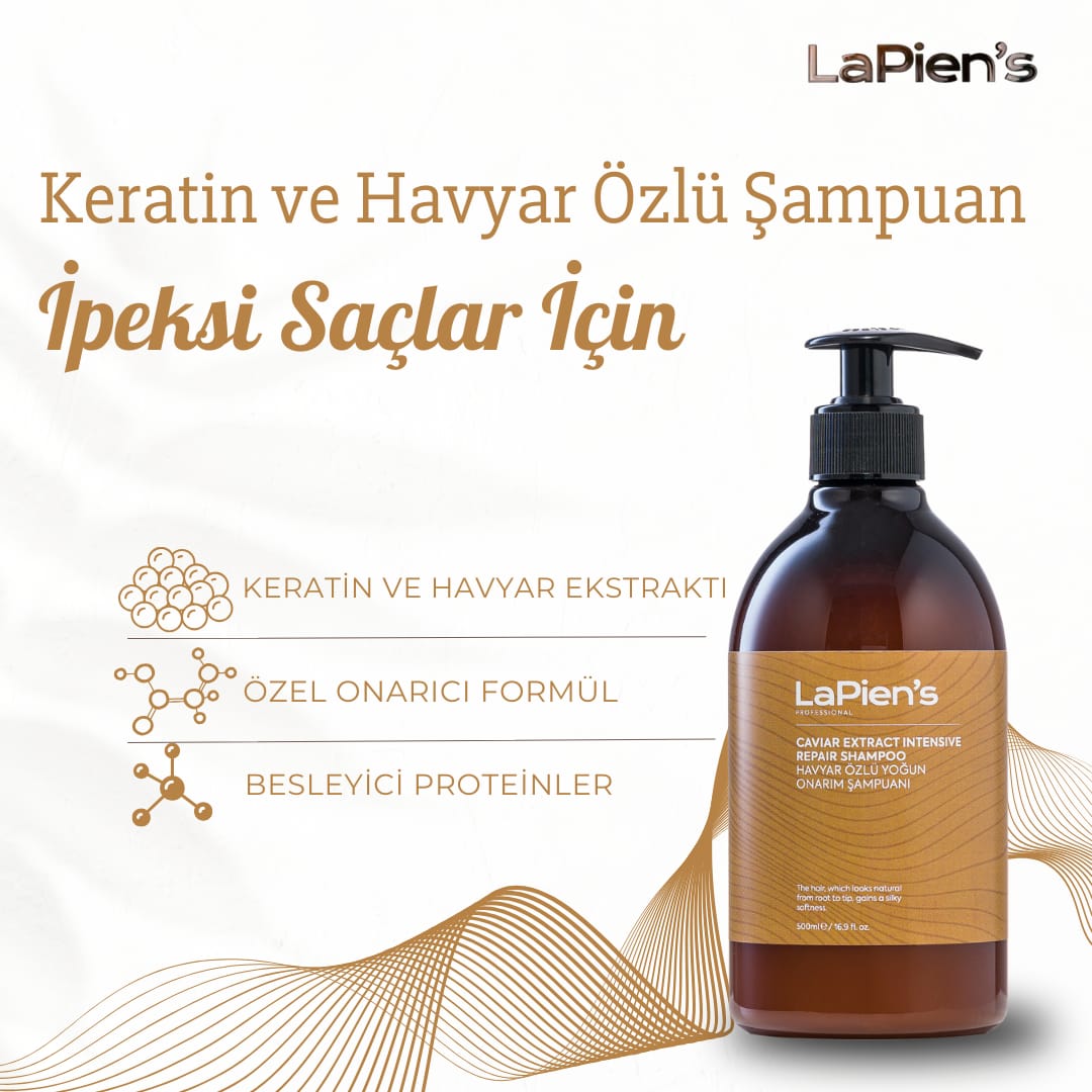 Lapien's Havyar Özlü Keratinli Yoğun Onarıcı Şampuan 500ml Kuru ,Yıpranmış, İşlem Görmüş Tüm Saçlar İçin