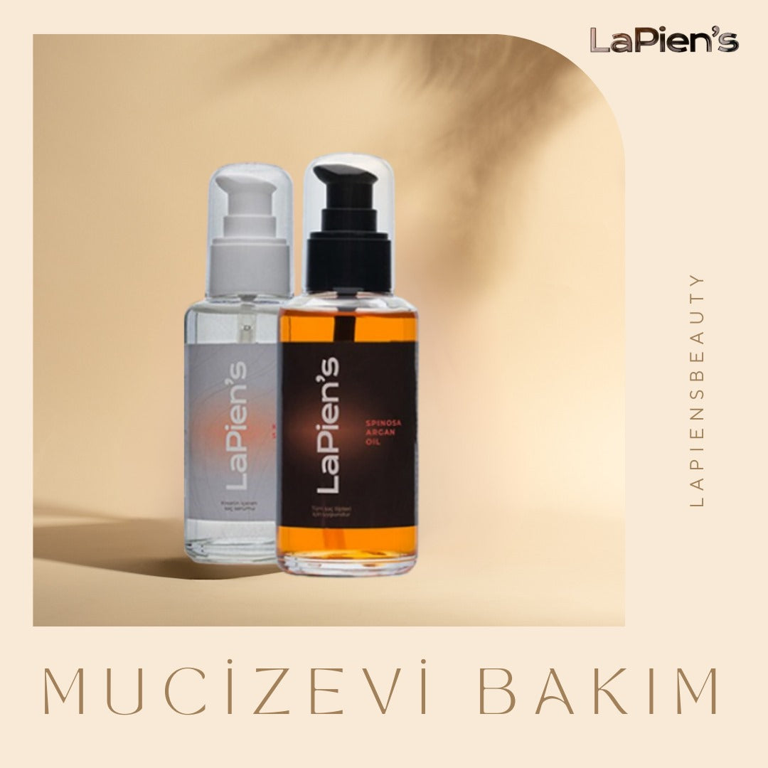 Lapien's Dökülen Saçlar Için Besleyici Ve Güçlendirici Keratin Serum 100ml + Lapien's Yıpranmış Saçlara Özel Yoğun Besleyici Spinosa Argan Oil Bakım Yağı 100ml